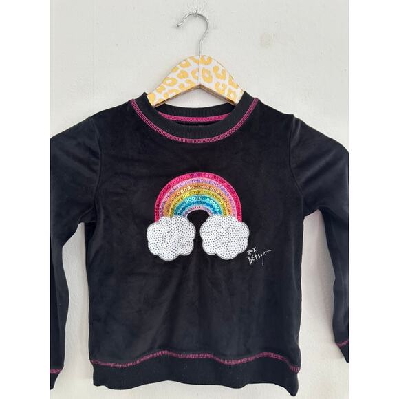 BETSEY JOHNSON Girls Black Rainbow Sweatshirt | Size 6 - Picture 2 of 4